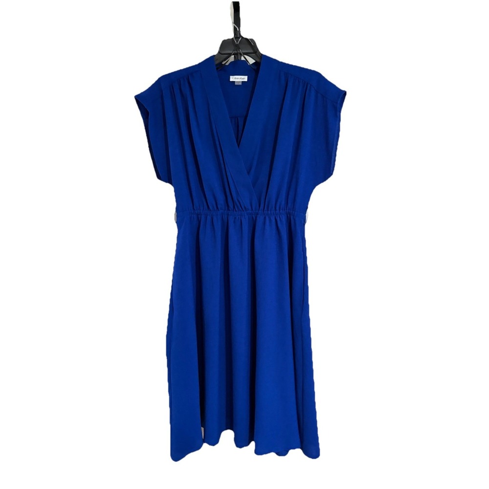 Calvin Klein womens DRESS royal cap sleeve BLUE designer sz 16 BRAND NEW $134 H1